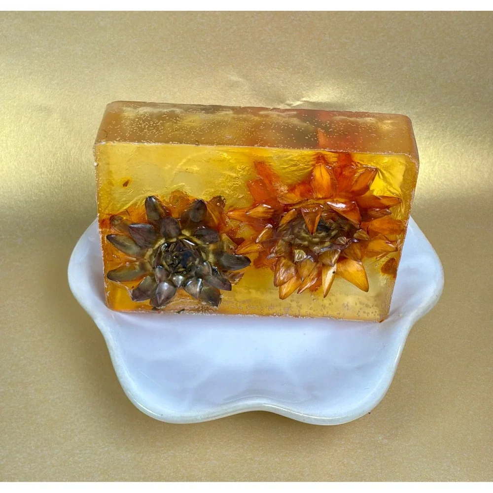 Unscented Handmade Glycerin Soap with Naturally Colored‎ Chrysanthemums